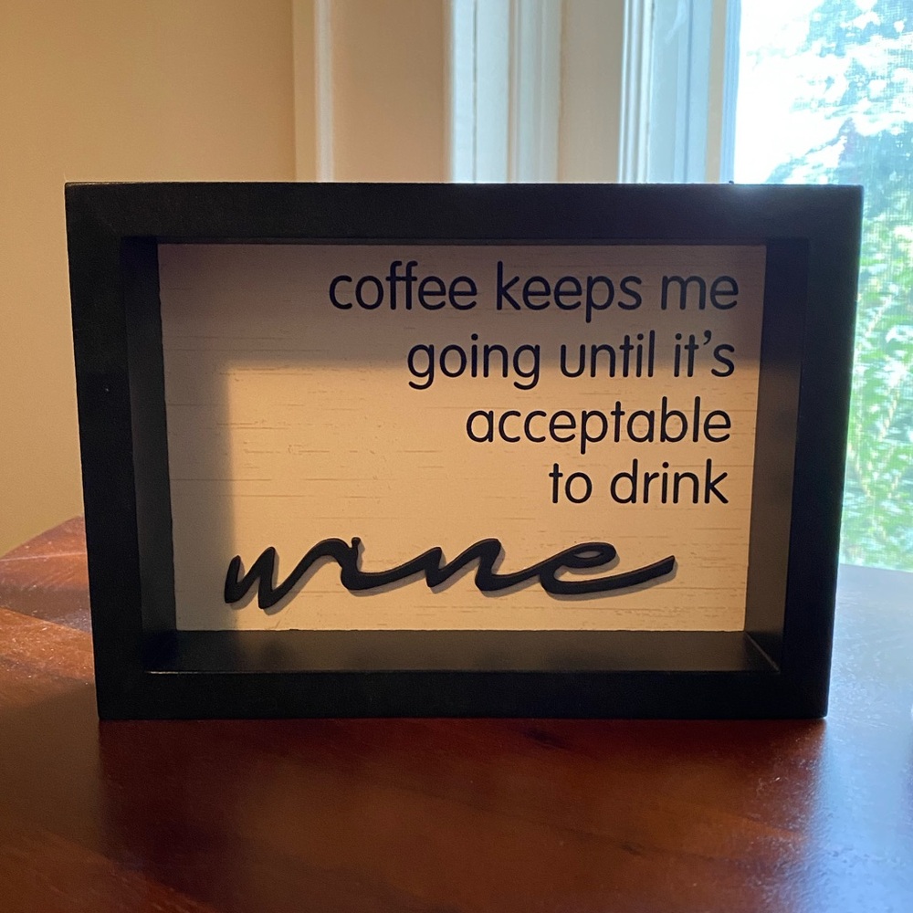 New Funny Wine and Coffee Sayings Reversible Wooden Shadow Box Decor